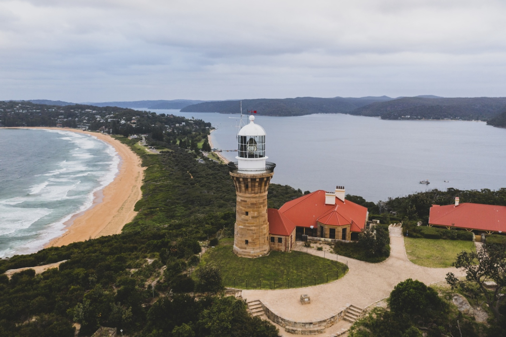 Aerial photo of Barrenjoey Lighthouse in Palm Beach, Sydney